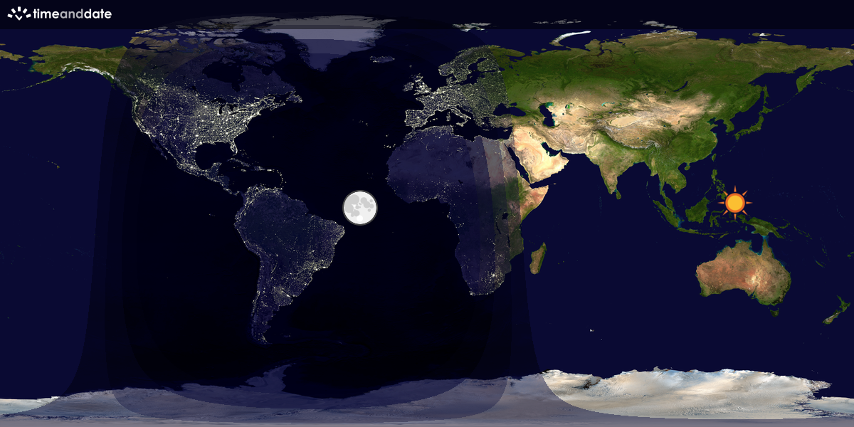 Verdenskart som viser dag og natt 