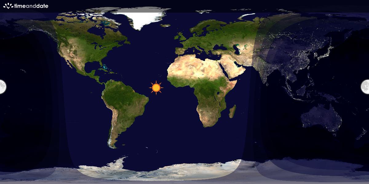 Verdenskart som viser dag og natt 