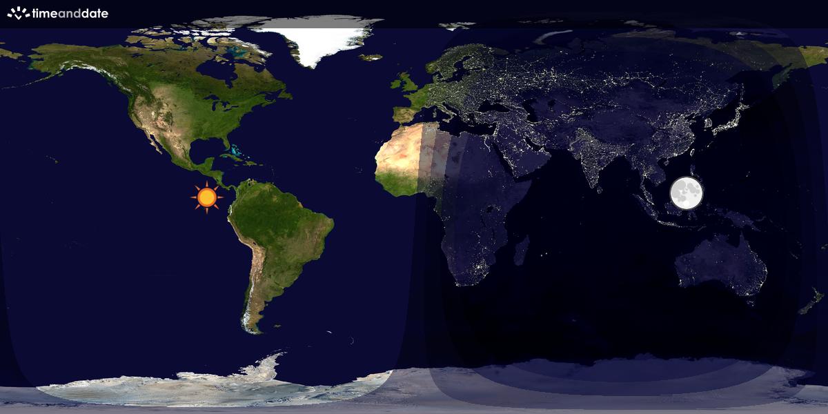 Verdenskart som viser dag og natt 