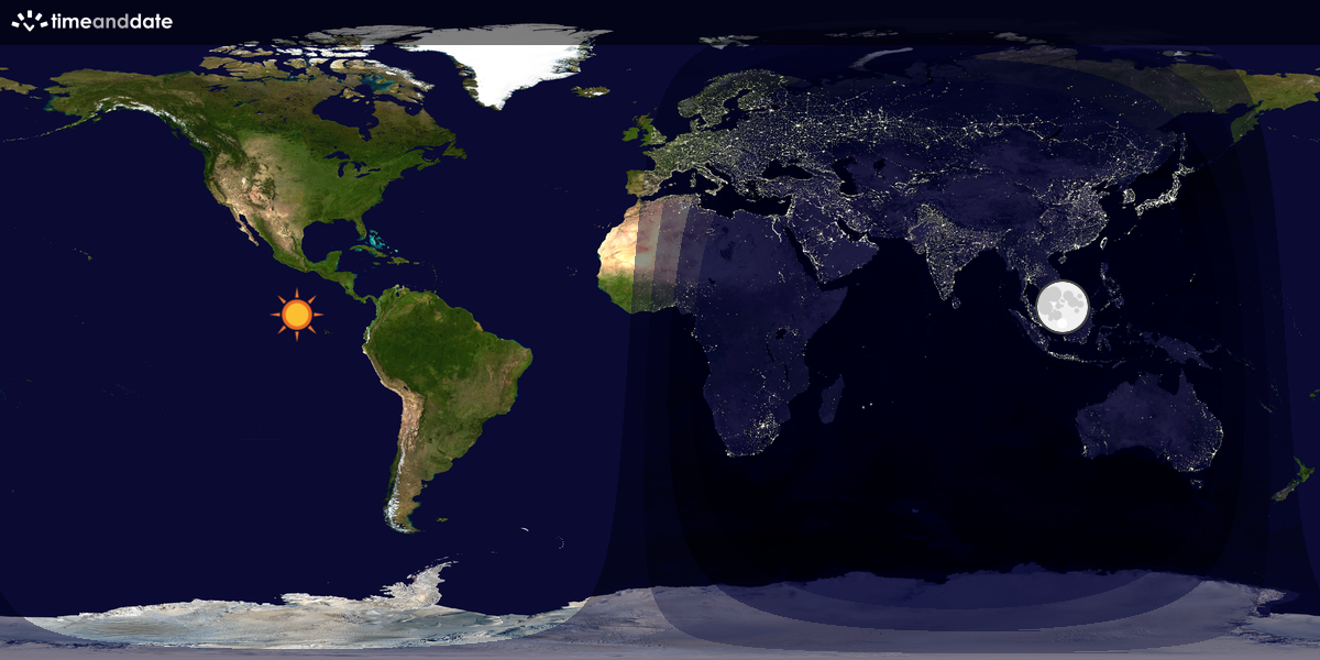 Verdenskart som viser dag og natt 
