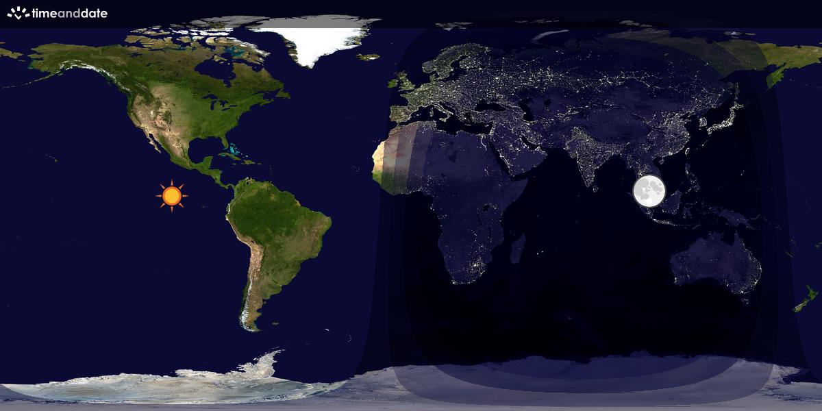 Verdenskart som viser dag og natt 