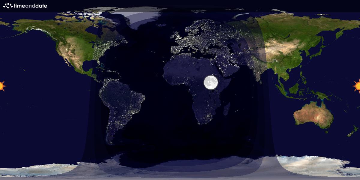 Verdenskart som viser dag og natt 