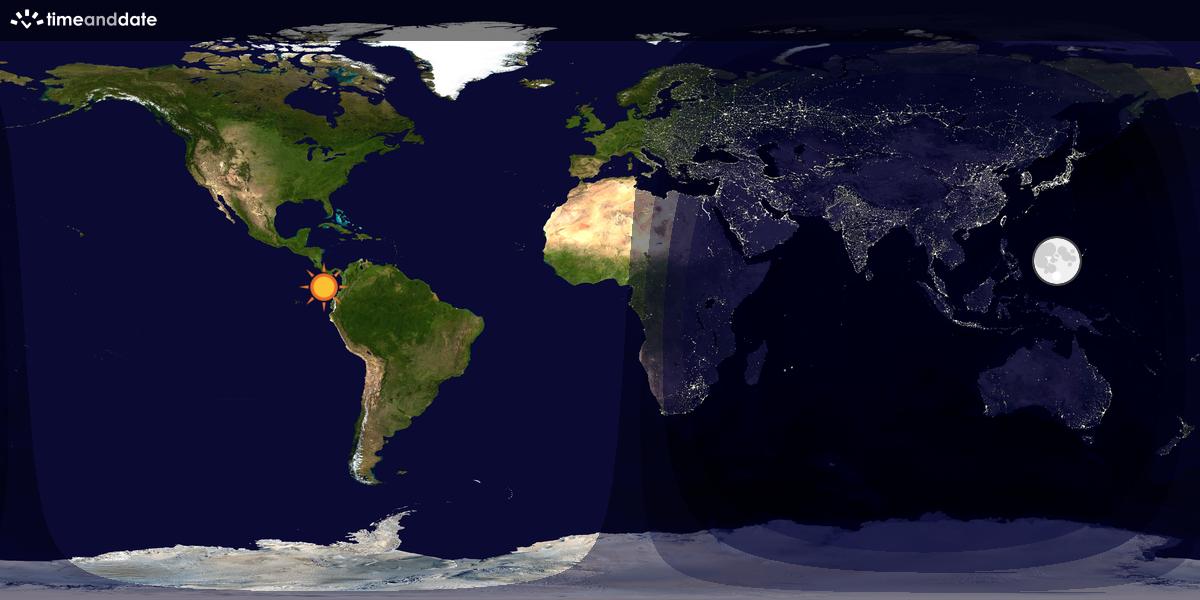 Verdenskart som viser dag og natt 