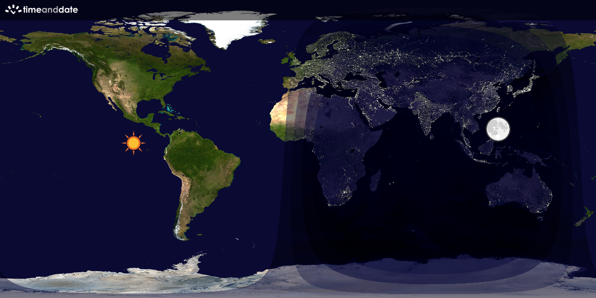 Verdenskart som viser dag og natt 