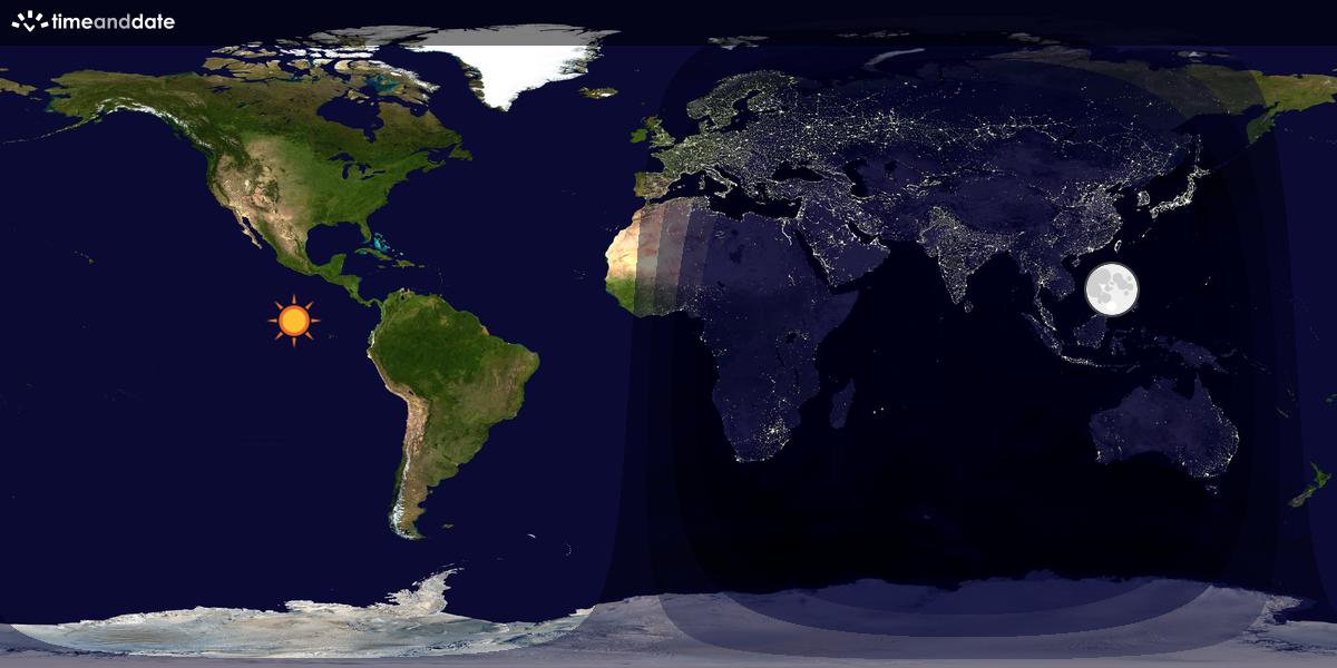 Verdenskart som viser dag og natt 