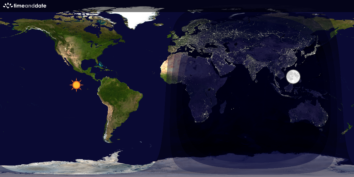 Verdenskart som viser dag og natt 