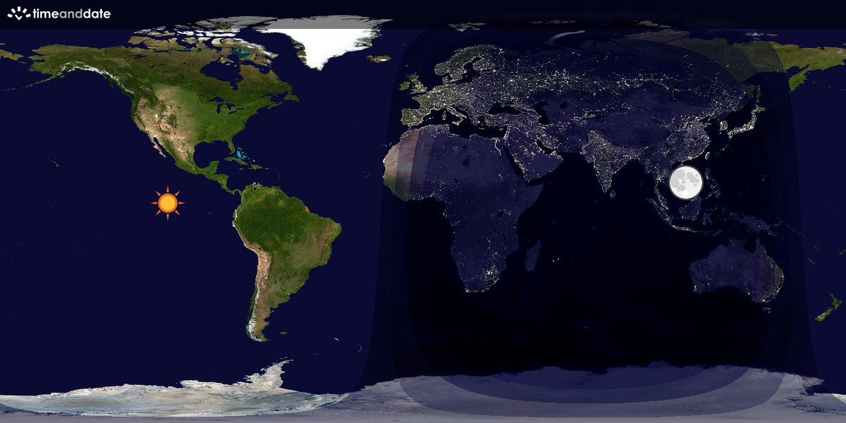 Verdenskart som viser dag og natt 