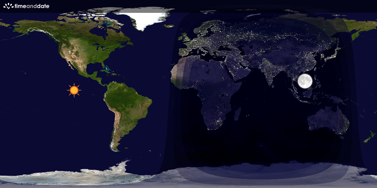 Verdenskart som viser dag og natt 