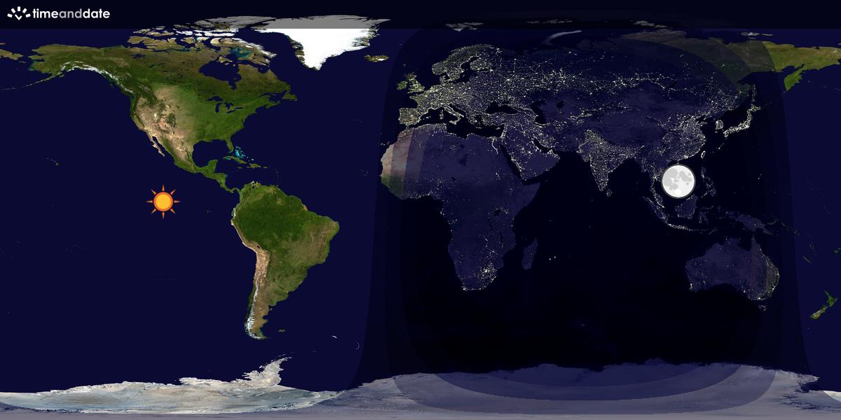 Verdenskart som viser dag og natt 