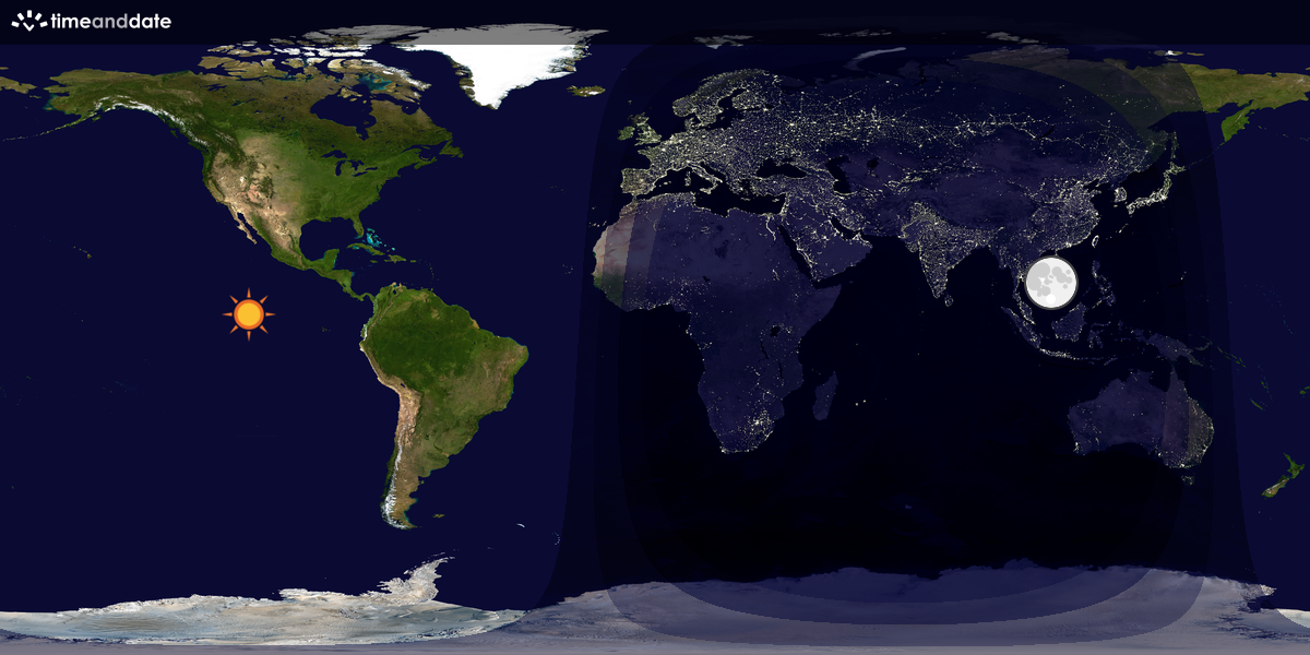 Verdenskart som viser dag og natt 