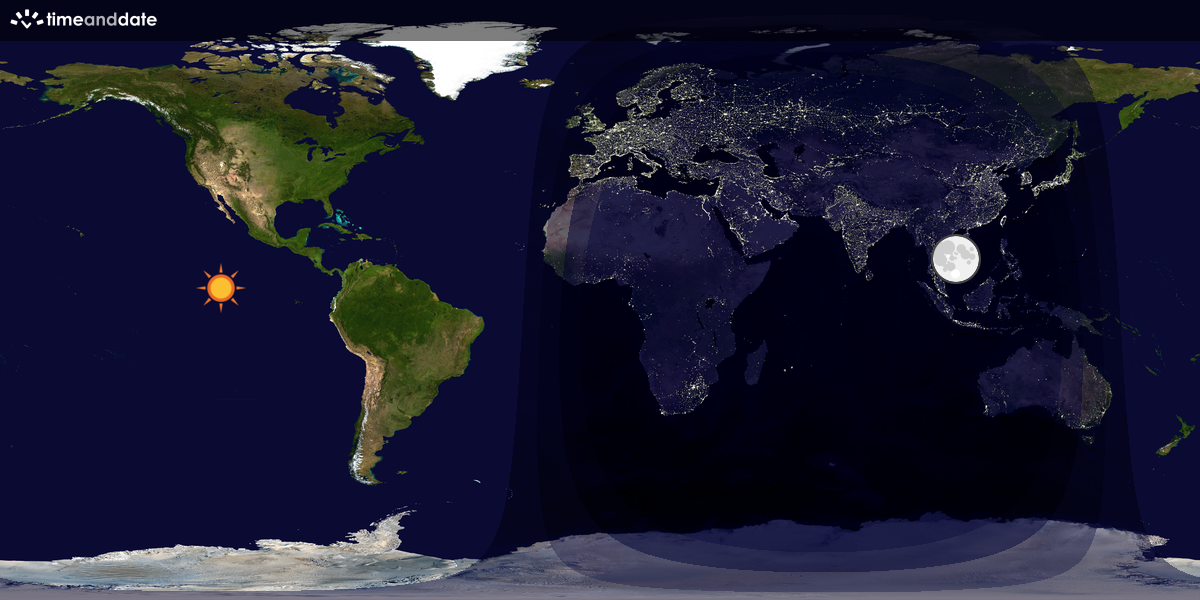 Verdenskart som viser dag og natt 