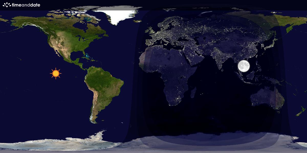 Verdenskart som viser dag og natt 