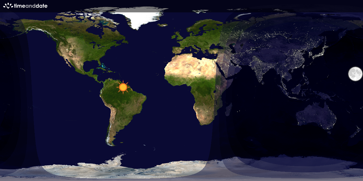 Verdenskart som viser dag og natt 