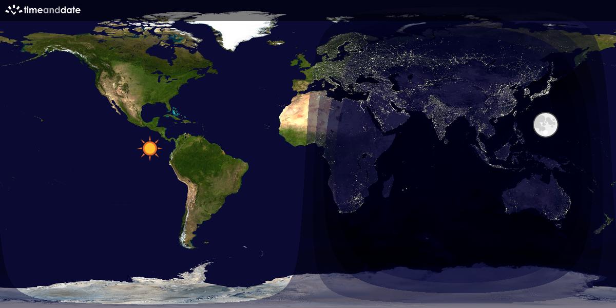 Verdenskart som viser dag og natt 