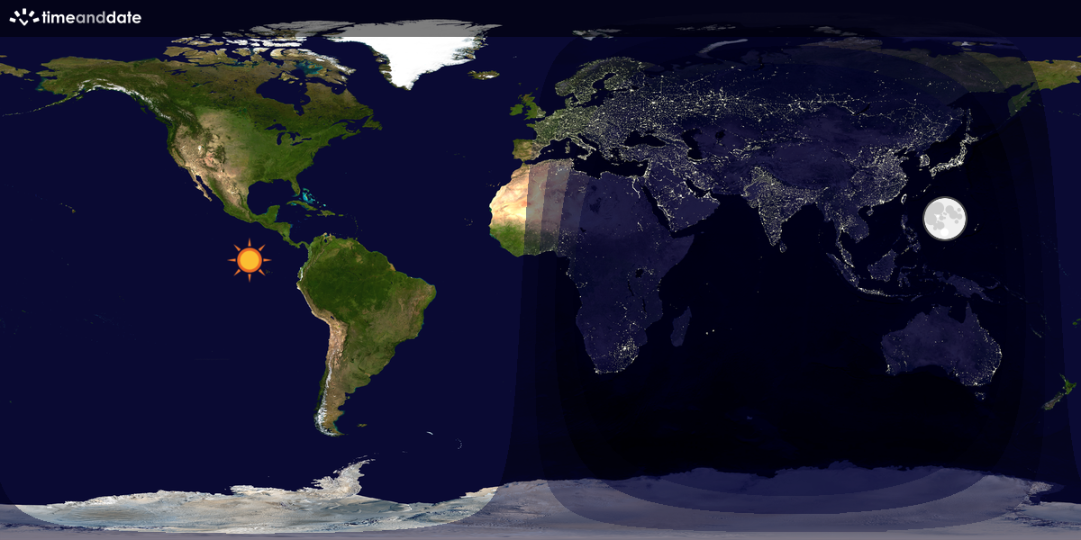 Verdenskart som viser dag og natt 