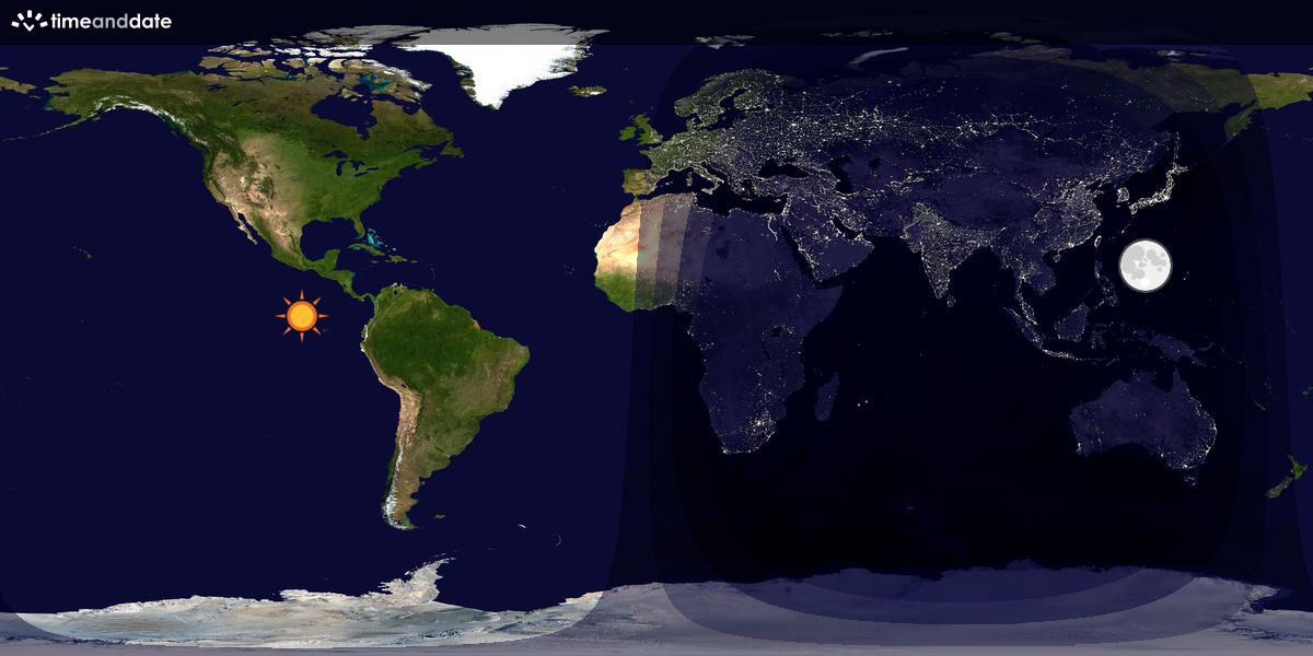 Verdenskart som viser dag og natt 