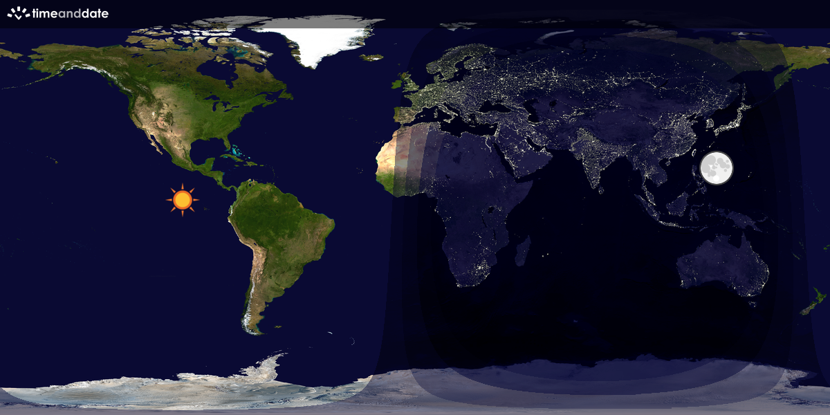 Verdenskart som viser dag og natt 