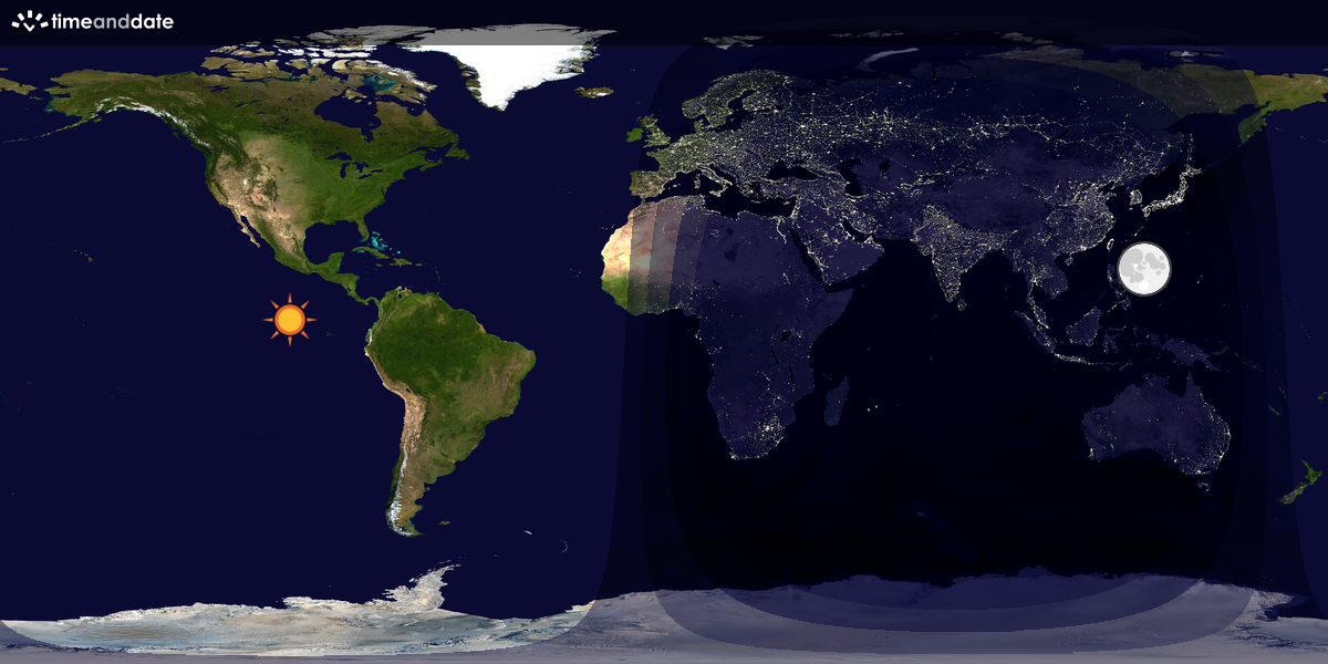 Verdenskart som viser dag og natt 
