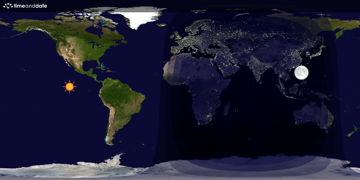 Verdenskart som viser dag og natt 