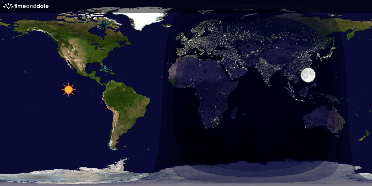 Verdenskart som viser dag og natt 