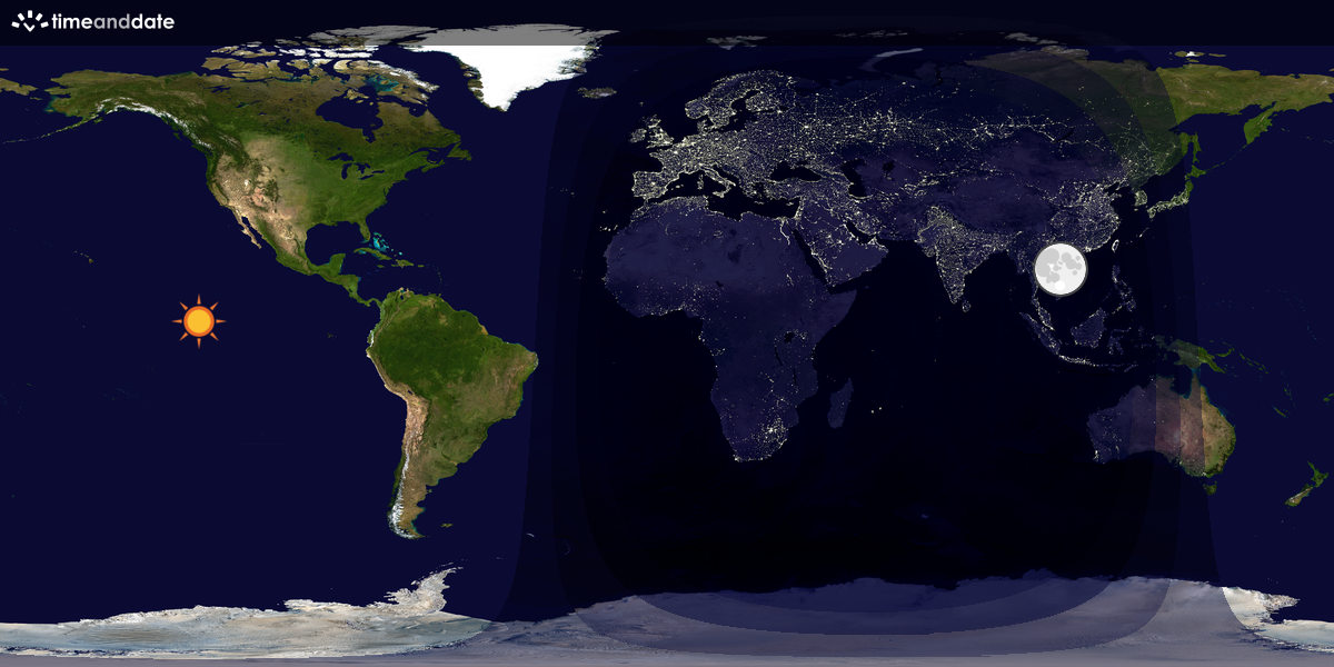 Verdenskart som viser dag og natt 