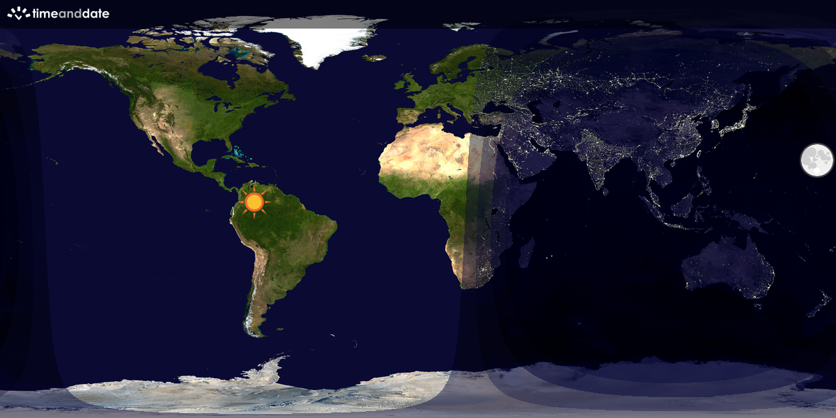 Verdenskart som viser dag og natt 