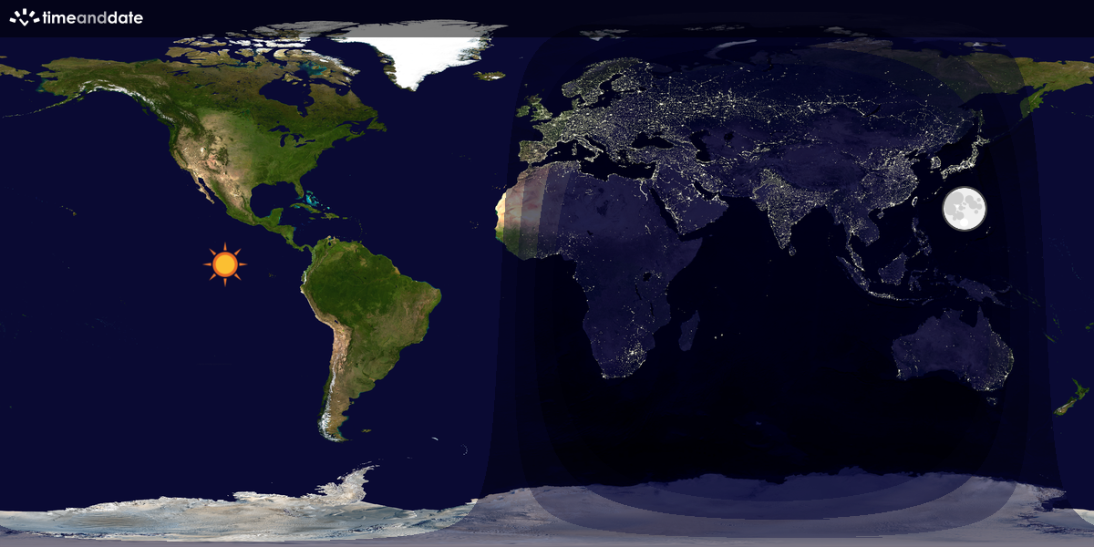 Verdenskart som viser dag og natt 
