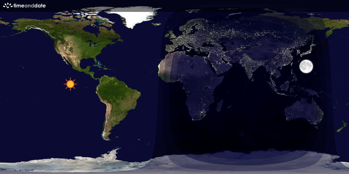 Verdenskart som viser dag og natt 