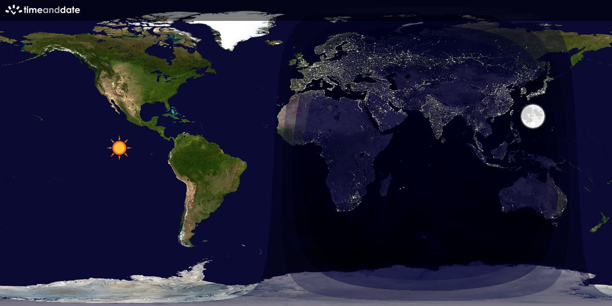 Verdenskart som viser dag og natt 