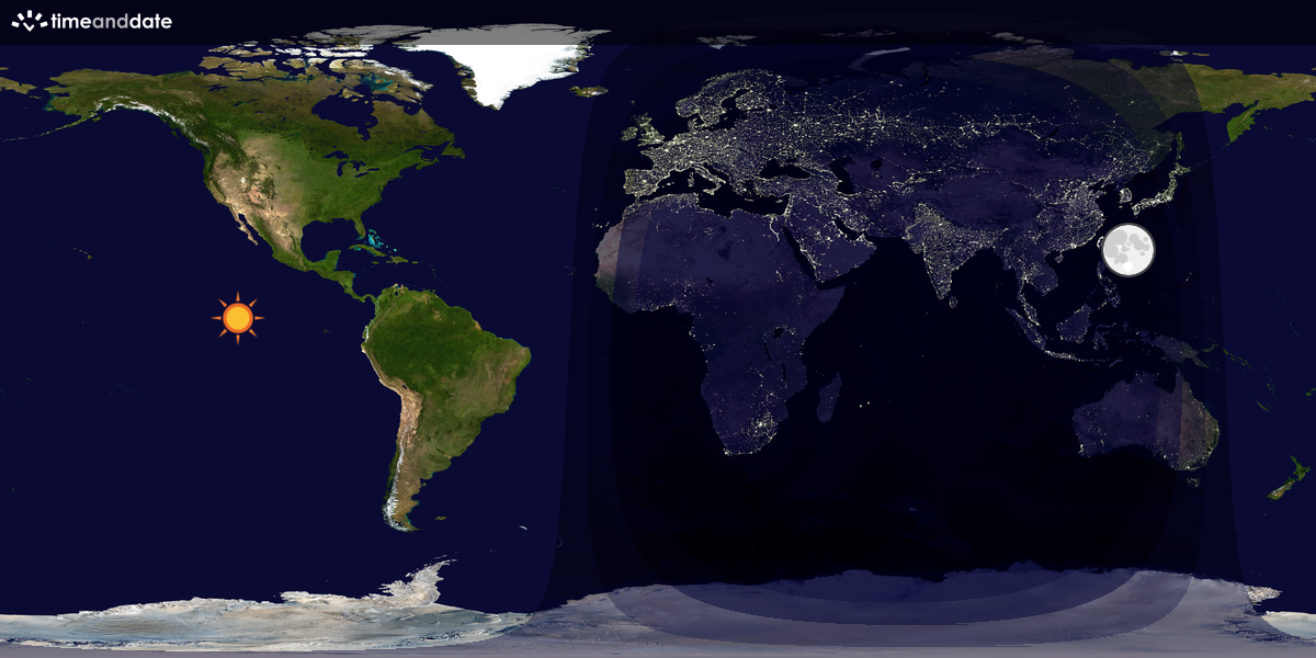 Verdenskart som viser dag og natt 