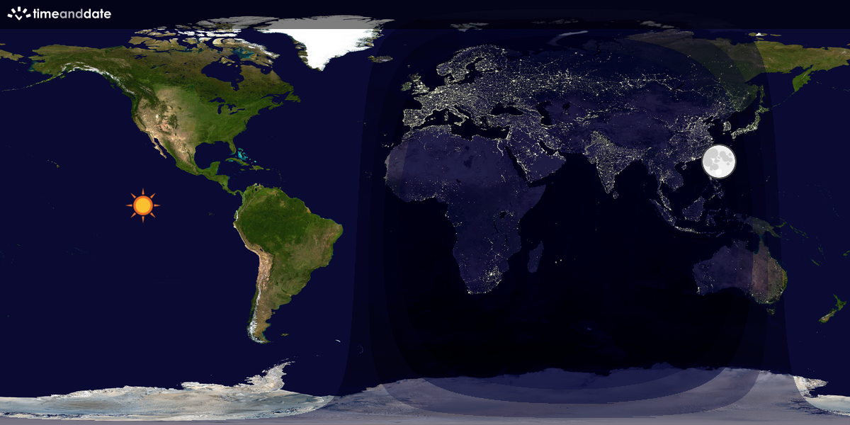 Verdenskart som viser dag og natt 