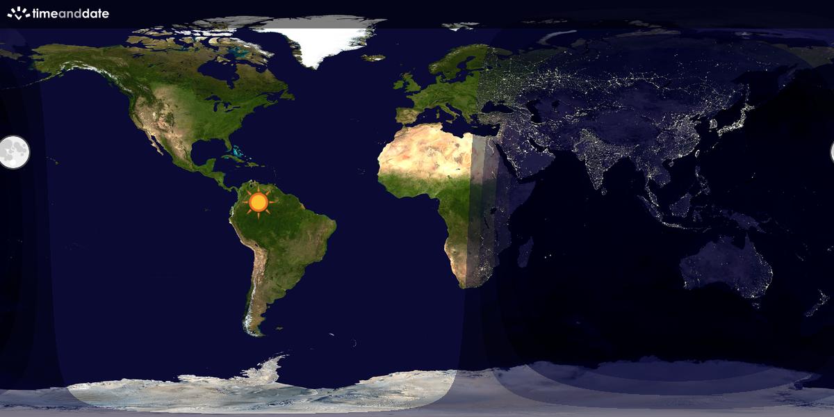 Verdenskart som viser dag og natt 