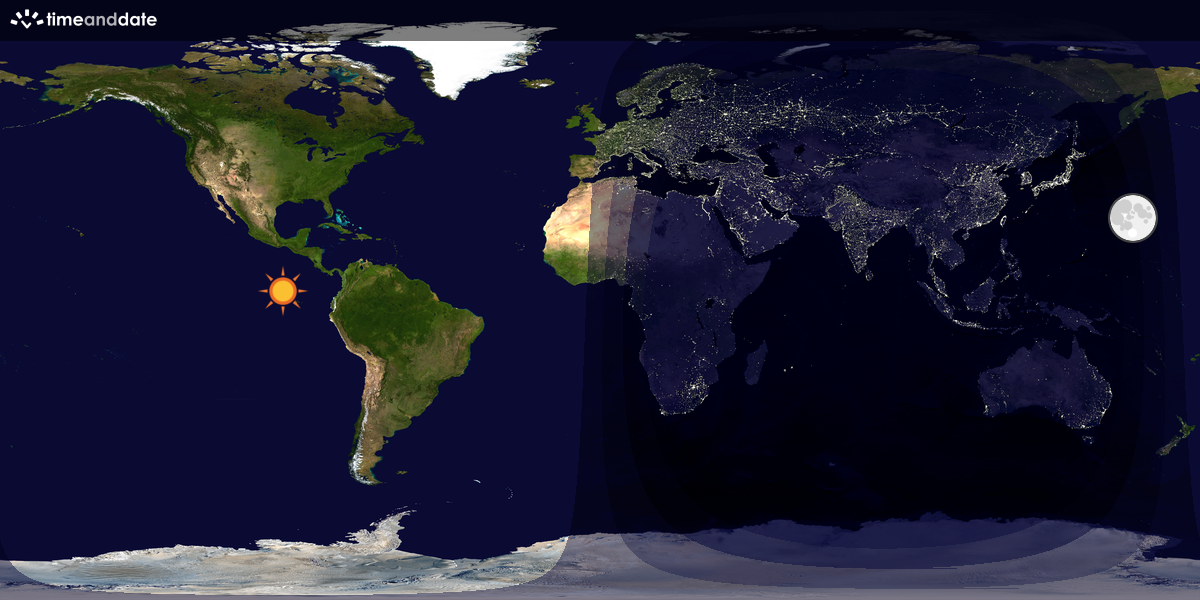 Verdenskart som viser dag og natt 