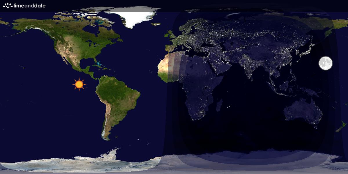 Verdenskart som viser dag og natt 