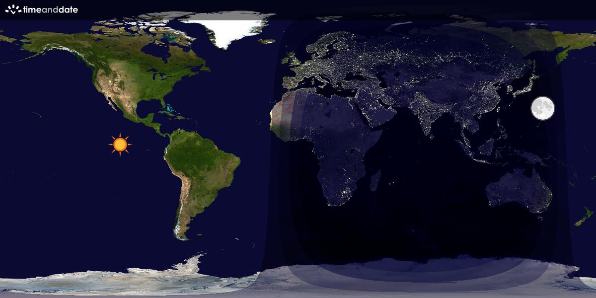 Verdenskart som viser dag og natt 