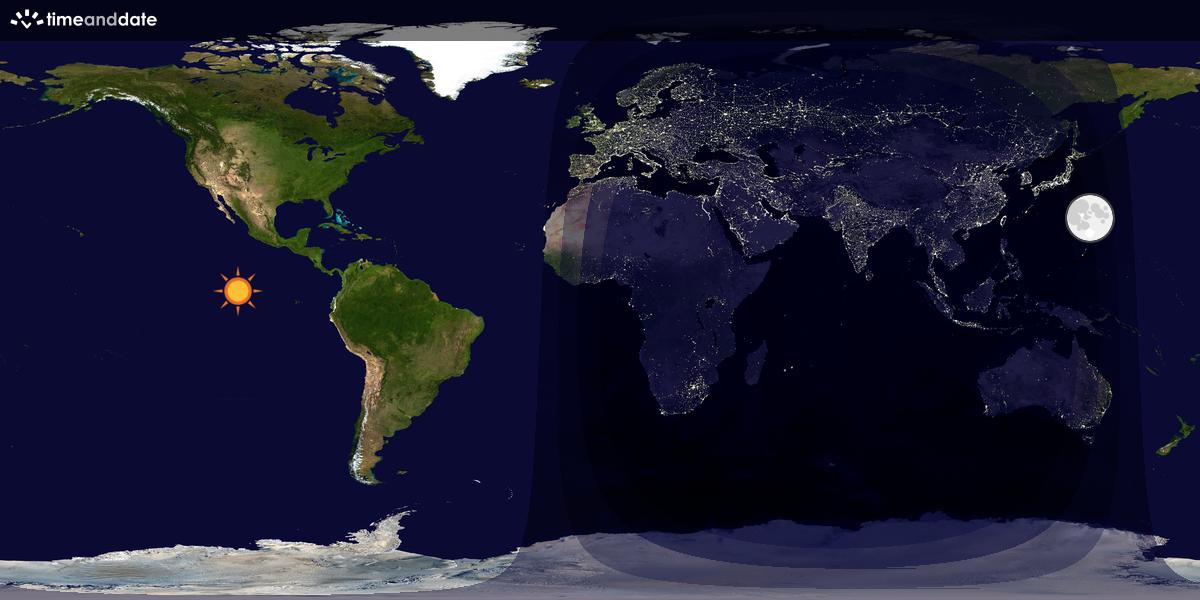 Verdenskart som viser dag og natt 