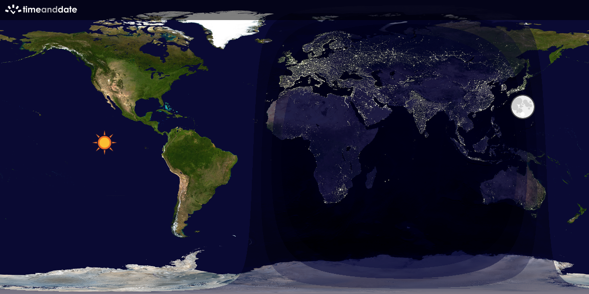 Verdenskart som viser dag og natt 