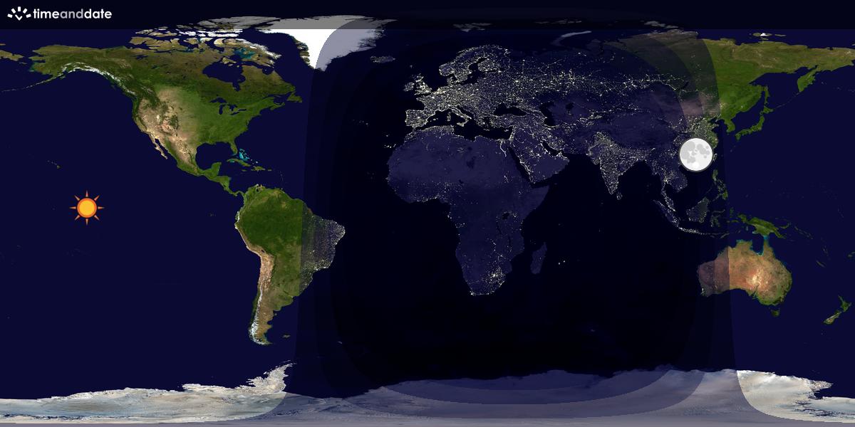Verdenskart som viser dag og natt 