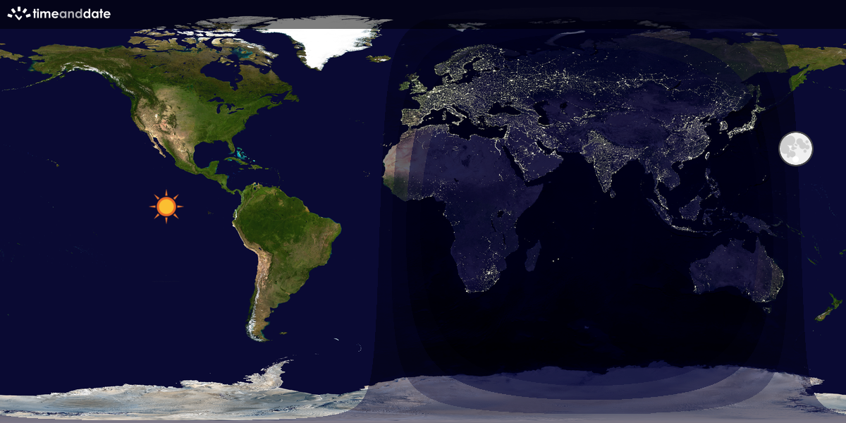 Verdenskart som viser dag og natt 