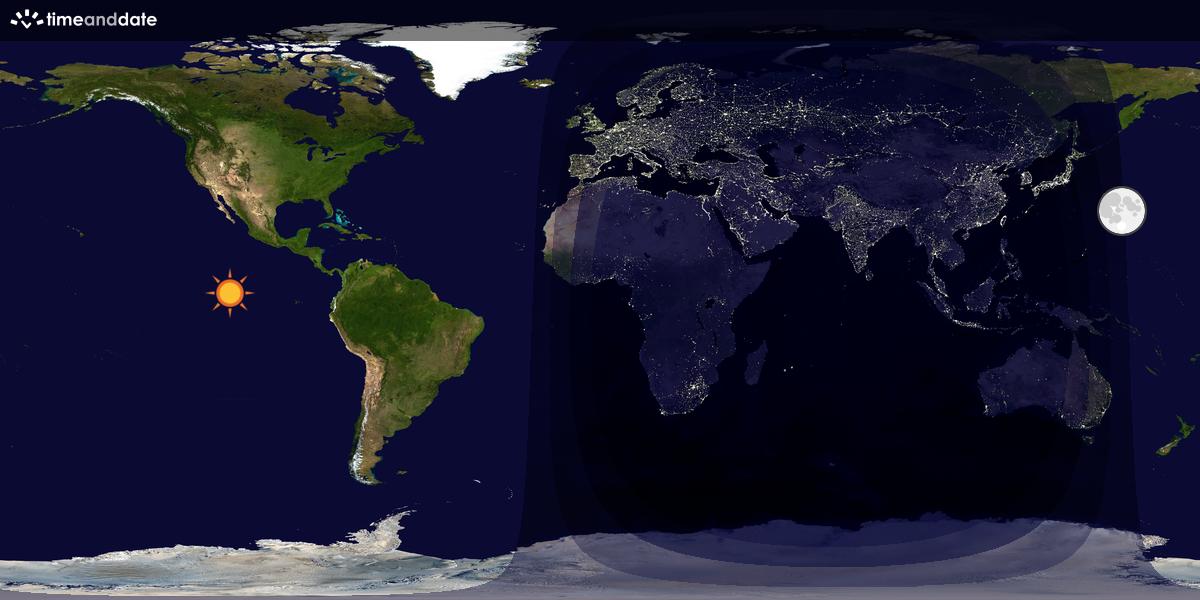 Verdenskart som viser dag og natt 