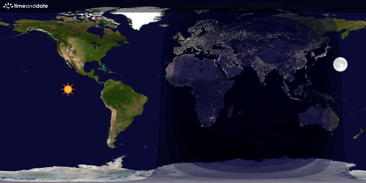 Verdenskart som viser dag og natt 