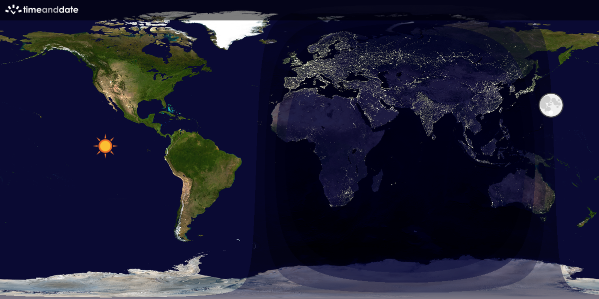 Verdenskart som viser dag og natt 