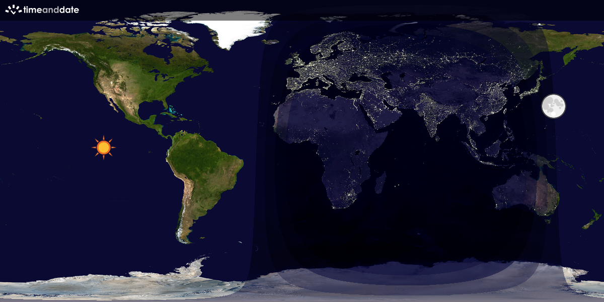 Verdenskart som viser dag og natt 