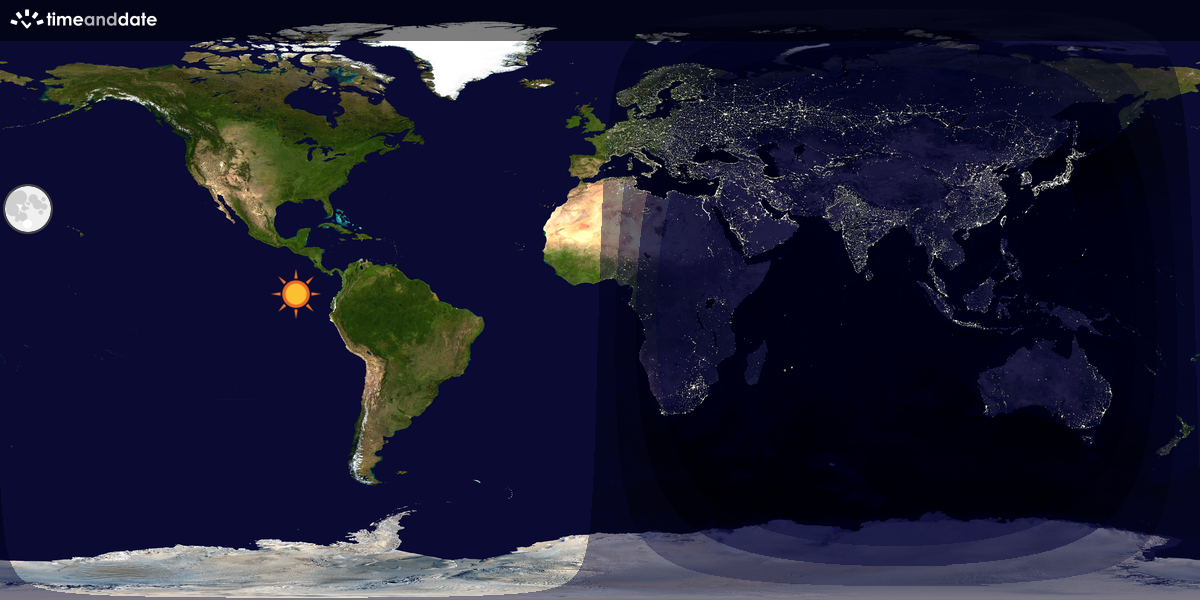 Verdenskart som viser dag og natt 