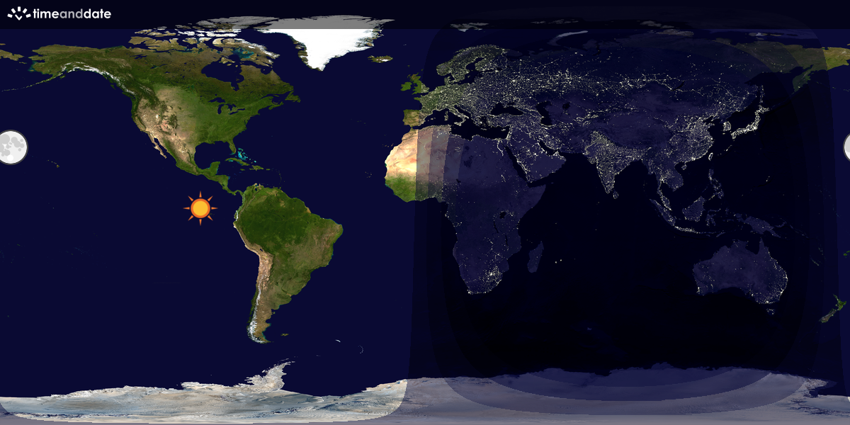 Verdenskart som viser dag og natt 