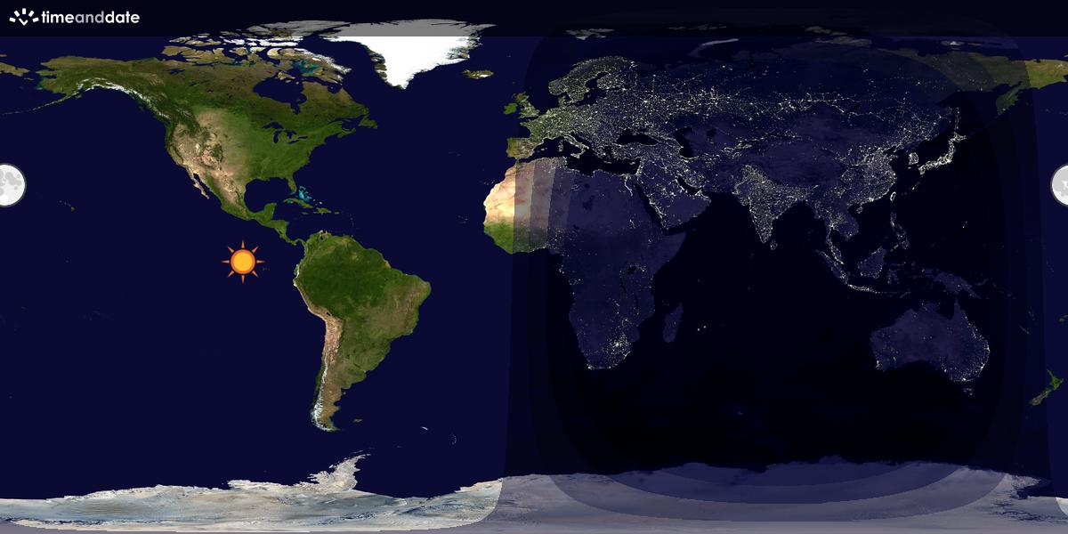 Verdenskart som viser dag og natt 