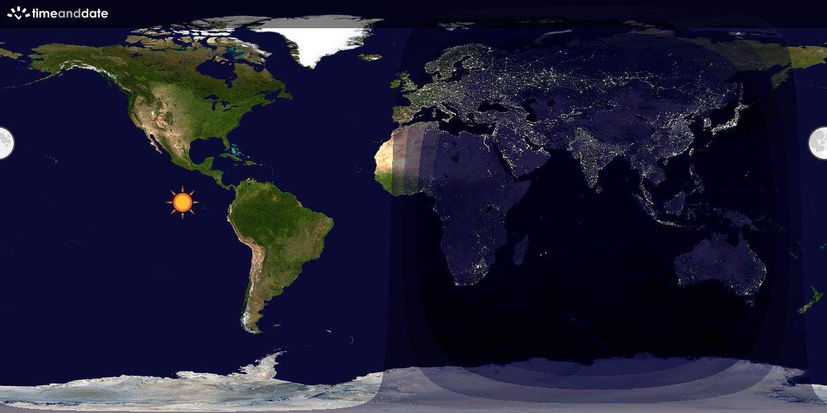 Verdenskart som viser dag og natt 