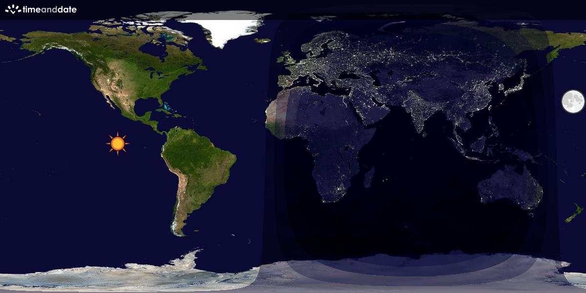 Verdenskart som viser dag og natt 