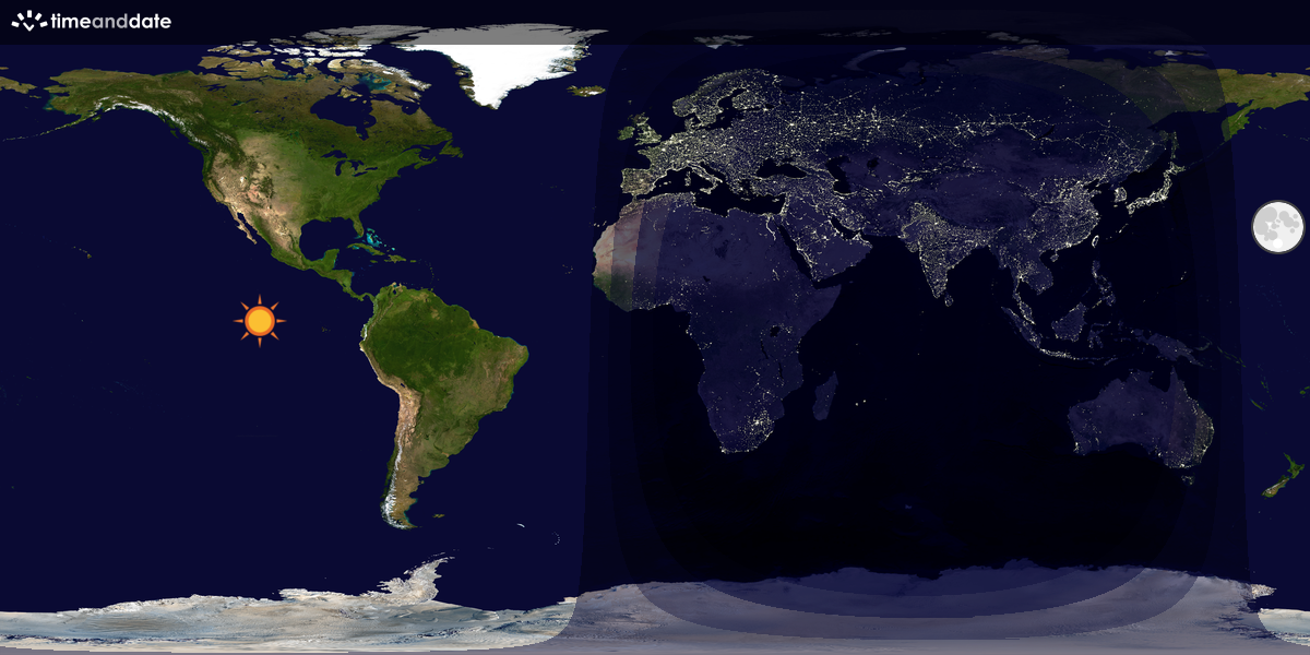 Verdenskart som viser dag og natt 
