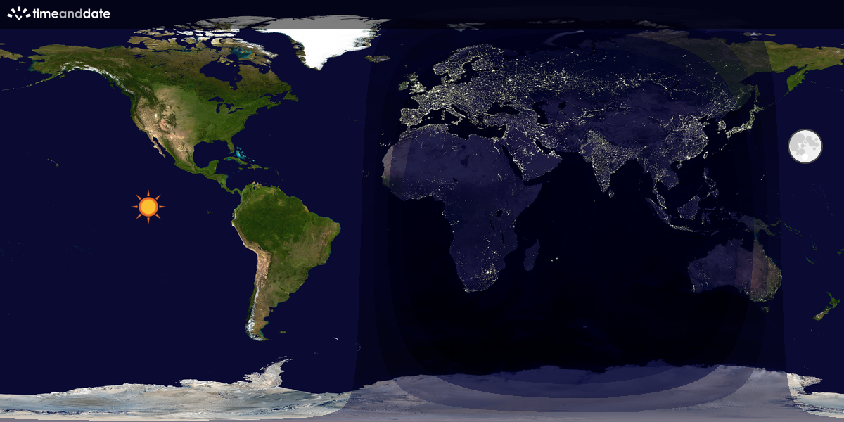 Verdenskart som viser dag og natt 